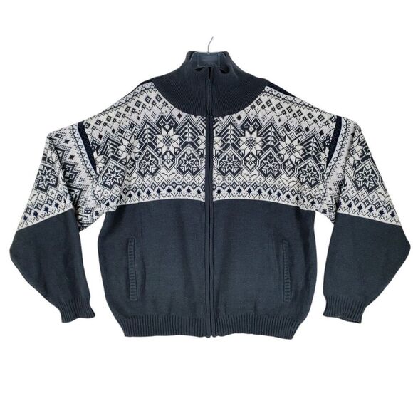 Haband Other - Haband Sweater Jacket Zip-Up Fair Isle Cardigan Mens 3XL Green White Grandpacore